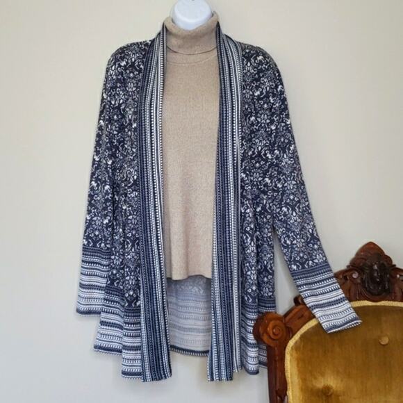 Dalia Women's Flowy Open Front Cardigan Sweater Large Neutral Minimalist Blue - Picture 1 of 8